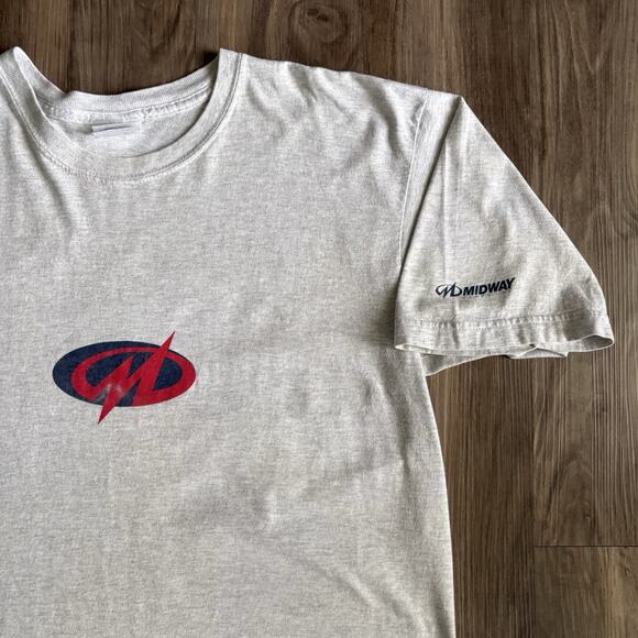 Vintage Midway Video Game Promo T-Shirt Size XL Gray 1990s - Picture 2 of 4